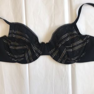 DKNY black bra with silver stripes